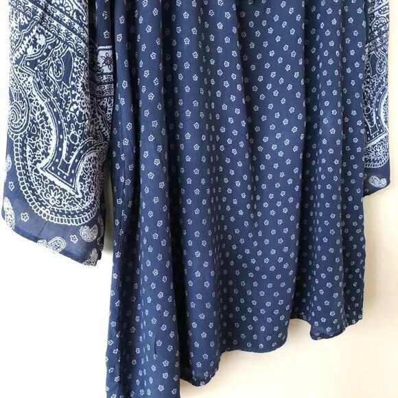 ANGIE Multi Pattern Blue Tunic Top - Picture 5 of 6